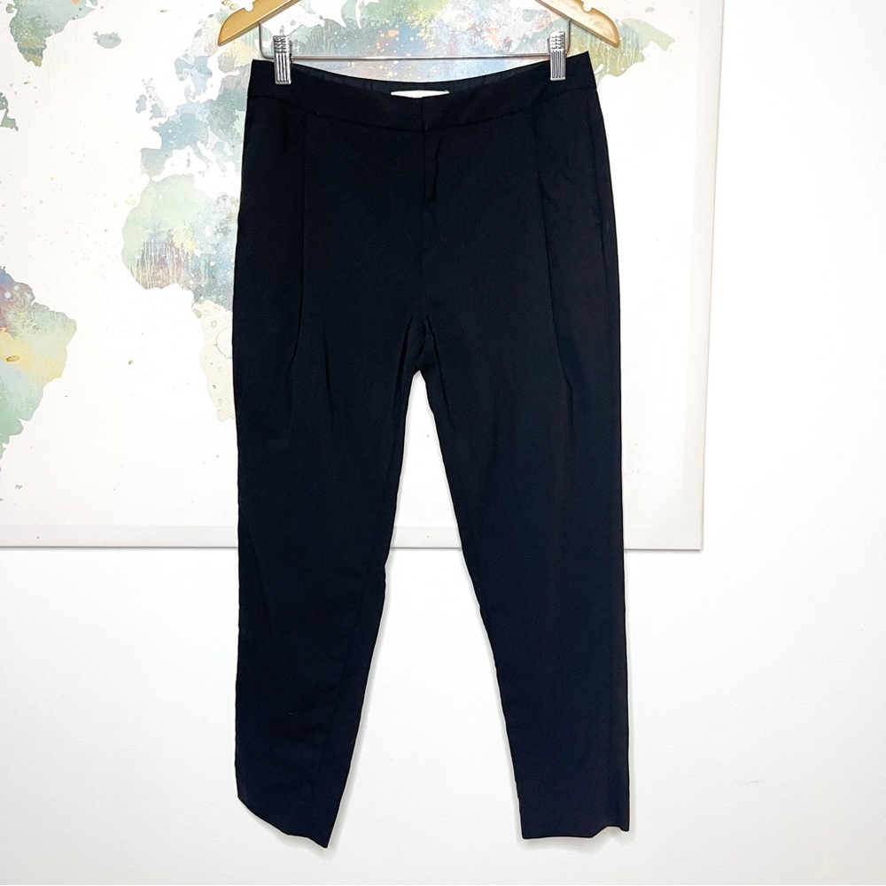 Everlane Pants Size 4 Trousers Wool Black Tapered Pleated Ankle Length